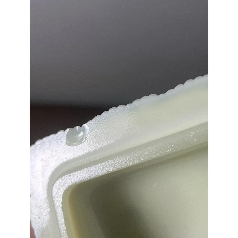 As Is-clean Break-chipped Lid-uranium Glass Custard Glow Wheelbarrow Candy Dish